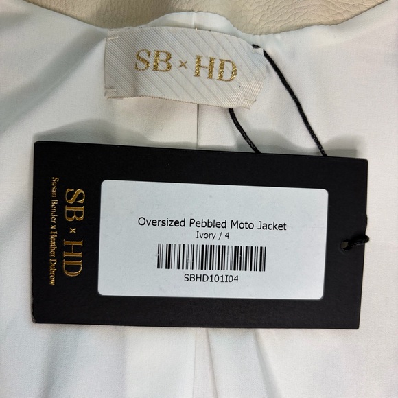 Women's Cream Leather Jacket Size 4 - Picture 8 of 11